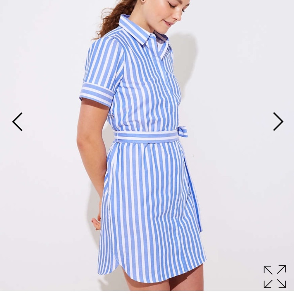 Loft Striped Tie Waist Shirtdress, XS